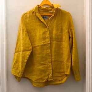 Yellow Linen Button Down Shirt David N